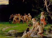 Badende born i leg med havfruepiger og..., 1893–1893 Badende born i leg med havfruepiger og..., 1893–1893