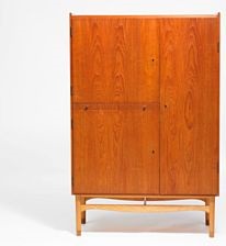 Tall Teak Cabinet With Beech Frame With Small Teak Shoes Top With