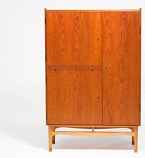 Tall Teak Cabinet With Beech Frame With Small Teak Shoes Top With