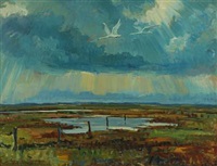 Meadow with swans, 1940