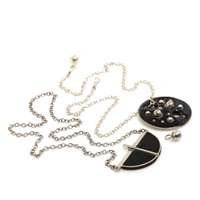 Two sterling silver and porcelain necklaces 