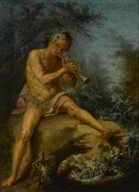 a study of pan seated in a forest glade by noël nicolas coypel