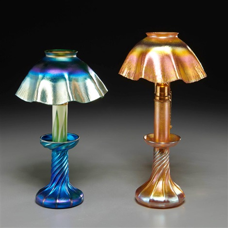 Louis Comfort Tiffany Candle Stick Lamps By Louis Comfort Tiffany