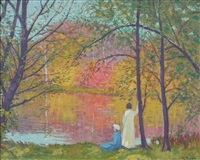 Two Figures by a River