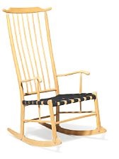 High Back Beech Rocking Chair Back With Vertical Slats By Peter