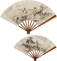 双骏·山水 (recto-verso), 1942