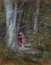 Confidences - Two women on a woodland path Confidences - Two women on a woodland path