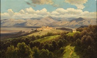 Klosterhügel in südlicher Landschaft mit weitem... Klosterhügel in südlicher Landschaft mit weitem...
