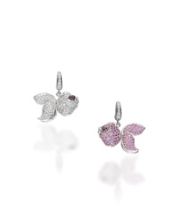 QEELIN: PAIR OF PINK SAPPHIRE, DIAMOND AND RUBY...