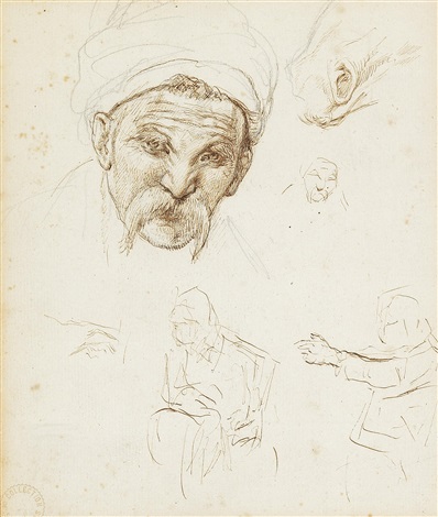 the head of a cossack sketches of heads figures and a horses head