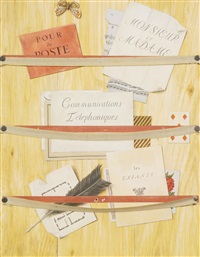 Letter rack Trompe l'Oeil with a musical score... Letter rack Trompe l'Oeil with a musical score...