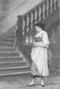Magd in Treppenhaus