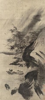 风雨孤舟 (Character and landscape)