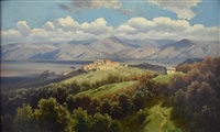Klosterhügel in südlicher Landschaft mit weitem... Klosterhügel in südlicher Landschaft mit weitem...