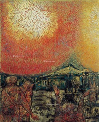 还不是烟花样的人生？ 纸本 综合材料凸版（金箔、银箔、油彩） (girl), 2009