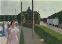 Gadebillede ved Stationen, Gjern, 1938