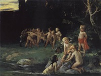 Idylle am Wasser. Spielende Nixen,..., 1893–1893 Idylle am Wasser. Spielende Nixen,..., 1893–1893