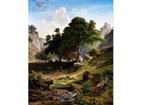 SÜDLICHE GEBIRGSLANDSCHAFT MIT SCHLOSSRUINE