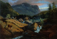Partie af Hallingdalen i Norge. En..., 1864–1864