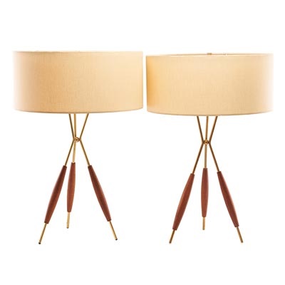 yellow tripod table lamp
