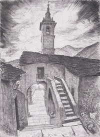 4 Blätter: 1. Kirche Comologno. 2. Bauernhof. 3. 