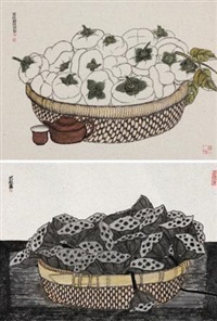茶后静思 (Persimmon and lotus seed) (2 works), 2013