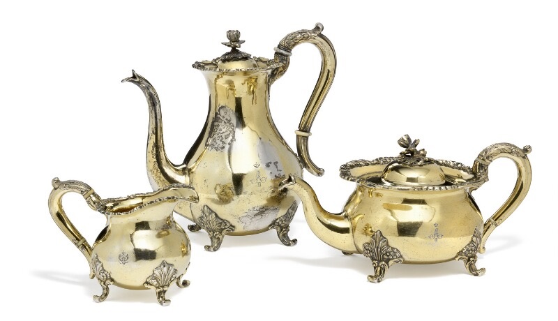 A Russian Imperial silver-gilt coffee 