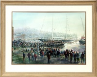 The launching of the yacht Scheherezade