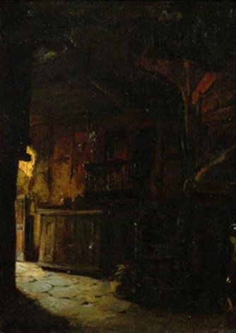 Interieur. Blick in den Flur eines Bauernhauses, von Sonnenstrahlen ... Interieur. Blick in den Flur eines Bauernhauses, von Sonnenstrahlen ...