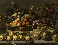 Still Life with Fruit in a Basket surrounded by... Still Life with Fruit in a Basket surrounded by...