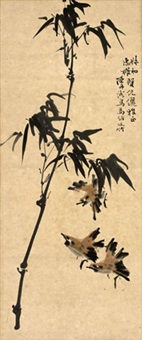 竹报平安 立轴 纸本设色