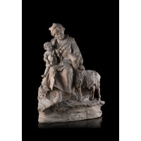 Peasant with a goat and a child