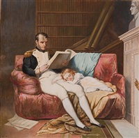Napoleon Bonaparte mit seiner schlafenden Tochter