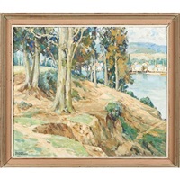Untitled (landscape with riverbank)