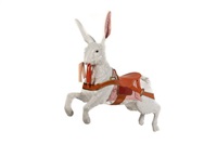 ANTIQUE AMERICAN PAINTED CAROUSEL RABBIT, 1900