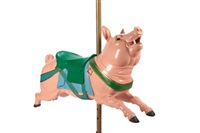 ANTIQUE AMERICAN PAINTED CAROUSEL PIG, 1900