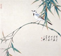 竹叶小鸟 (Bamboo and birds)