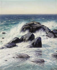 Meerlandschaft mit Felsen im Vordergrund, 1908 Meerlandschaft mit Felsen im Vordergrund, 1908