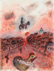 Image result for Marc Chagall "Repos sur coq et chevauchée au village rouge"
