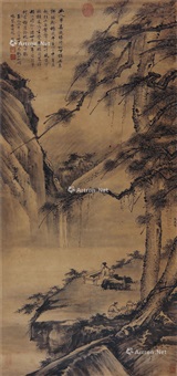 松涧鸣琴图 立轴 水墨纸本
