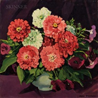 Red and White Zinnias