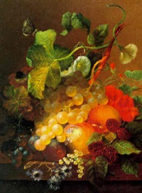 Still life with fruit, flowers and butterflies, 1865 Still life with fruit, flowers and butterflies, 1865