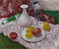 粉色毛毯上的静物, 2015