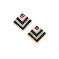 KABANA: A PAIR OF 14K GOLD, AMETHYST, HARDSTONE...