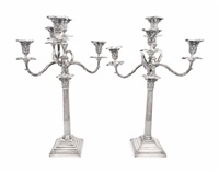 A Pair of English Silver-Plate Five-Light..., 1900 A Pair of English Silver-Plate Five-Light..., 1900