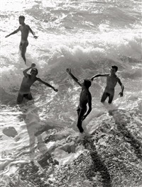 Nude boys in the ocean, Sicily, 1950–1959