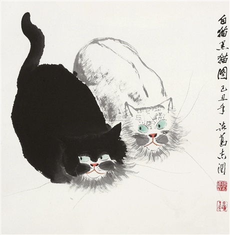 白猫黑猫图by Zhuge Zhirun On Artnet