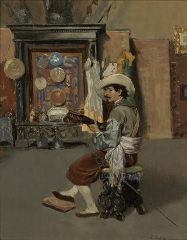 Interieur mit Gitarrenspieler in spanischer Tracht by Franz Leo ... Interieur mit Gitarrenspieler in spanischer Tracht by Franz Leo ...
