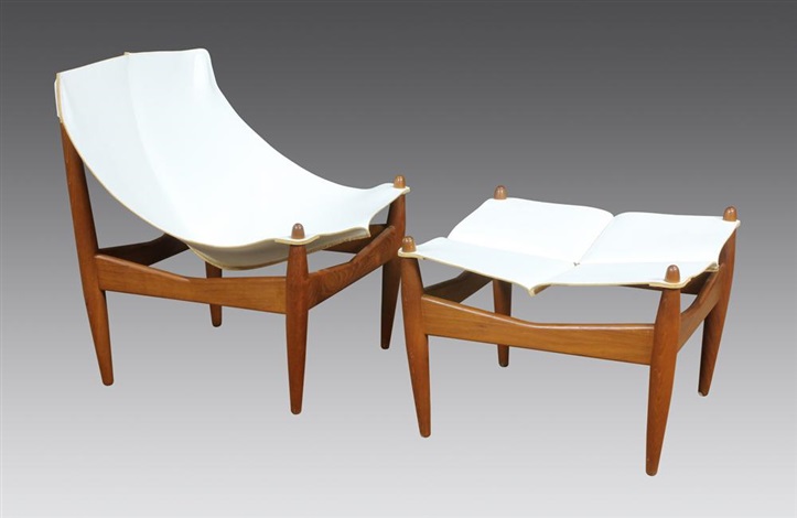 Rare Illum Wikkelso for CF Christensen Model 272 chair and ottoman by