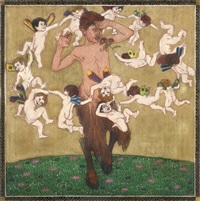 Satyrknabe von kleinen Zephyren geneckt